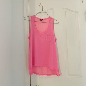 H&M Neon Pink Mixed Media Tank Top